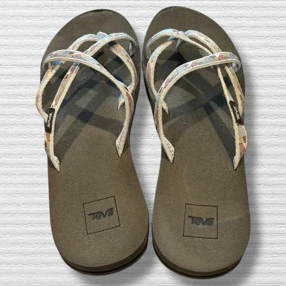 Teva Mush Mandalyn Wedge Ola Flip Flop Sandals Women’s 11 Brown Multi Strap - Picture 4 of 6